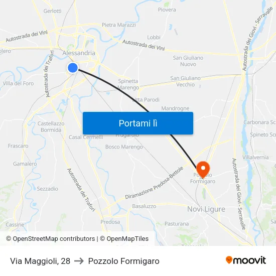 Via Maggioli, 28 to Pozzolo Formigaro map