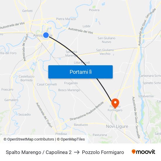 Spalto Marengo / Capolinea 2 to Pozzolo Formigaro map