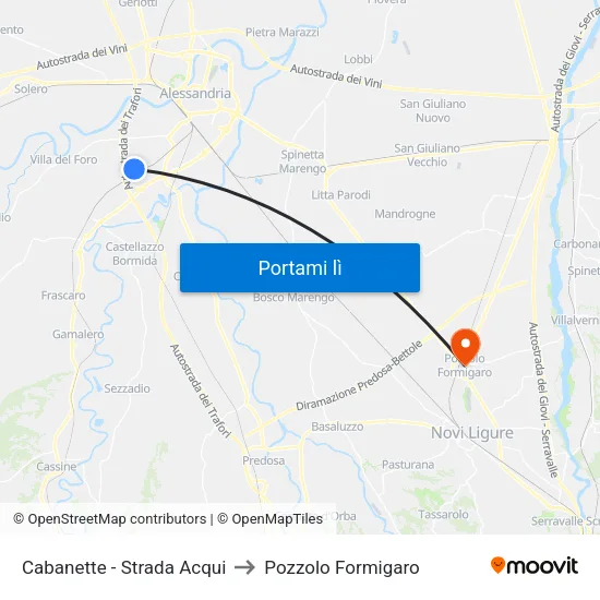 Cabanette - Strada Acqui to Pozzolo Formigaro map