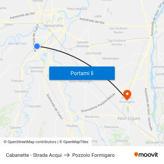 Cabanette - Strada Acqui to Pozzolo Formigaro map