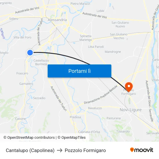 Cantalupo (Capolinea) to Pozzolo Formigaro map