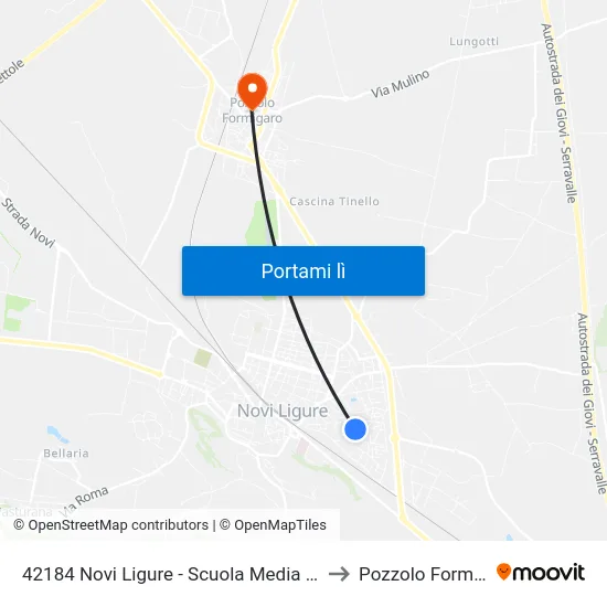 42184 Novi Ligure - Scuola Media Boccardo to Pozzolo Formigaro map