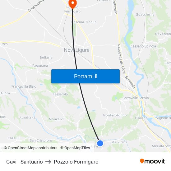 Gavi - Santuario to Pozzolo Formigaro map