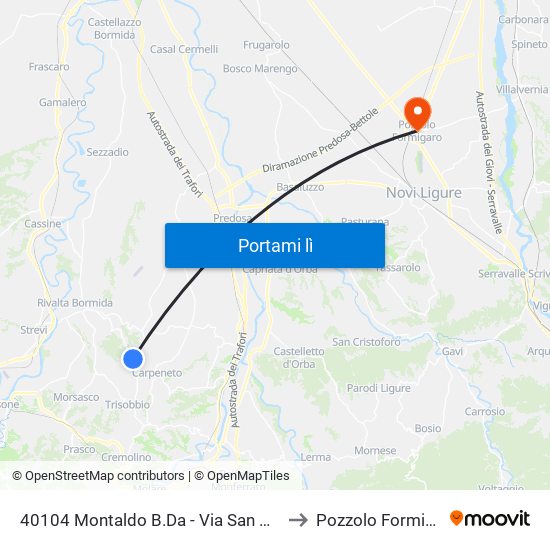 40104 Montaldo B.Da - Via San Michele to Pozzolo Formigaro map