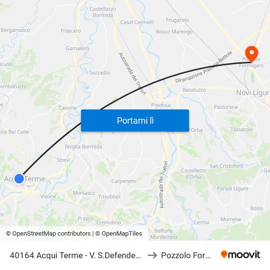 40164 Acqui Terme - V. S.Defendente / Chiesa to Pozzolo Formigaro map