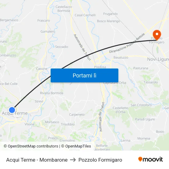 Acqui Terme - Mombarone to Pozzolo Formigaro map
