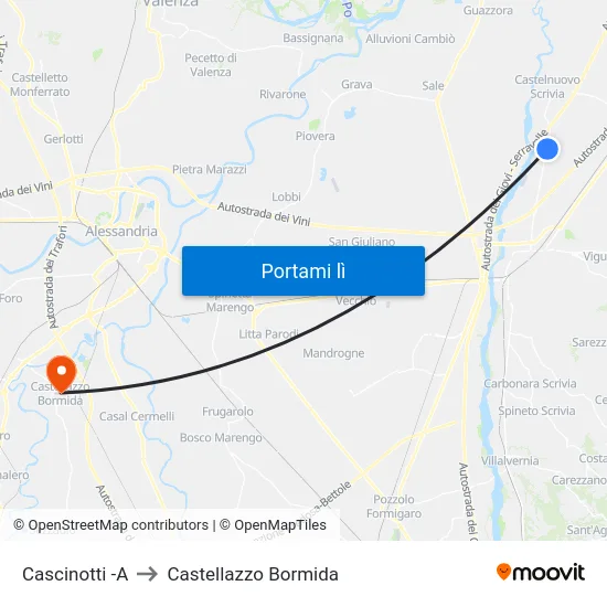 Cascinotti -A to Castellazzo Bormida map