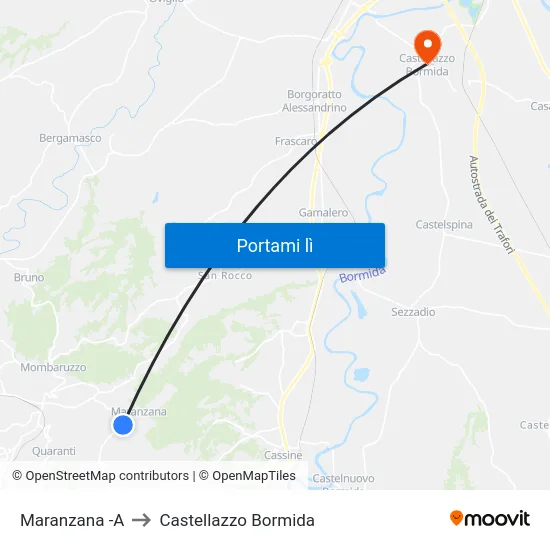 Maranzana -A to Castellazzo Bormida map