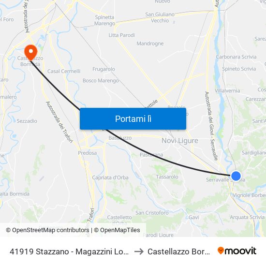 41919 Stazzano - Magazzini Logistica to Castellazzo Bormida map