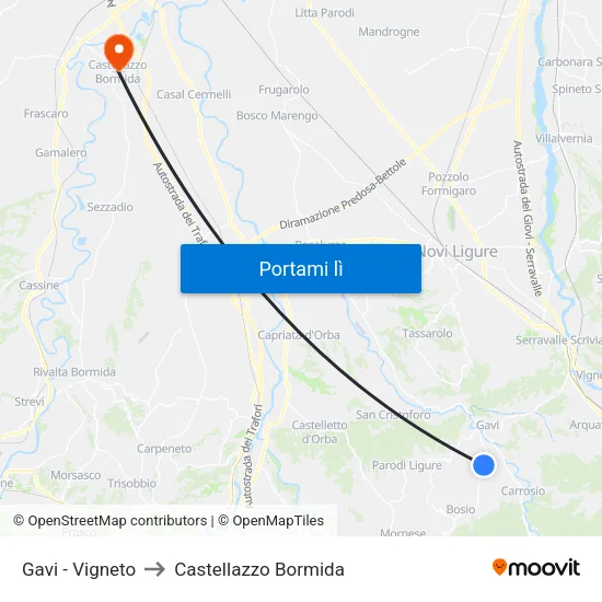 Gavi - Vigneto to Castellazzo Bormida map