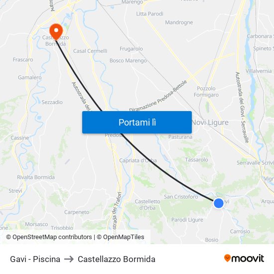Gavi - Piscina to Castellazzo Bormida map