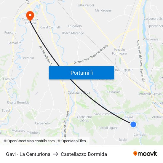 Gavi - La Centuriona to Castellazzo Bormida map