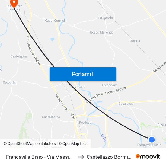 Francavilla Bisio - Via Massimo to Castellazzo Bormida map