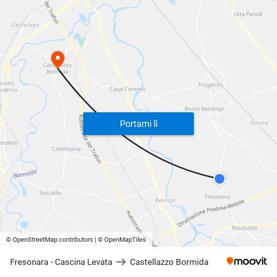 Fresonara - Cascina Levata to Castellazzo Bormida map