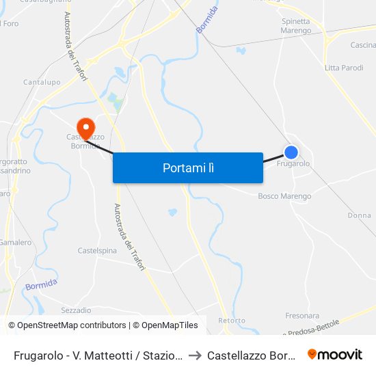 Frugarolo - V. Matteotti / Stazione FS to Castellazzo Bormida map