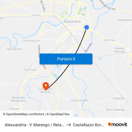 Alessandria - V. Marengo / Retail Park to Castellazzo Bormida map