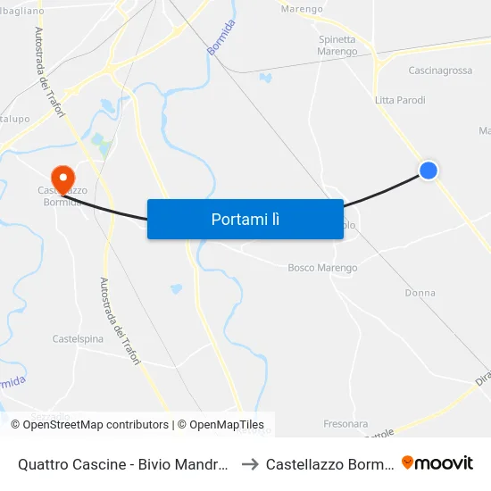 Quattro Cascine - Bivio Mandrogne to Castellazzo Bormida map