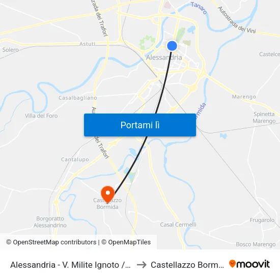 Alessandria - V. Milite Ignoto / Orti to Castellazzo Bormida map