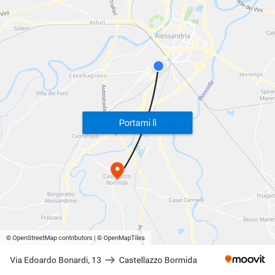 Via Edoardo Bonardi, 13 to Castellazzo Bormida map