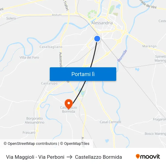 Via Maggioli - Via Perboni to Castellazzo Bormida map