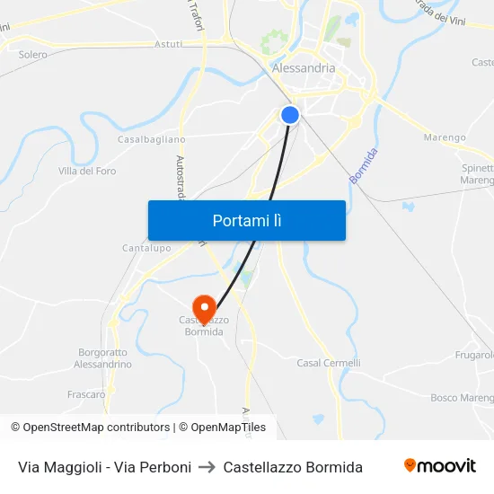 Via Maggioli - Via Perboni to Castellazzo Bormida map