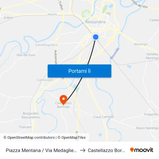 Piazza Mentana / Via Medaglie D'Oro to Castellazzo Bormida map