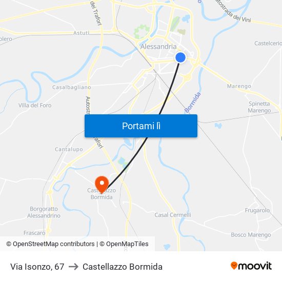 Via Isonzo, 67 to Castellazzo Bormida map