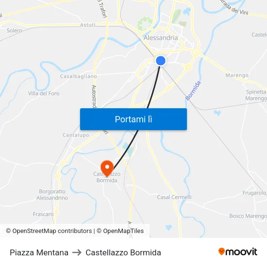 Mentana to Castellazzo Bormida map