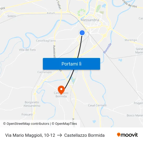 Via Mario Maggioli, 10-12 to Castellazzo Bormida map