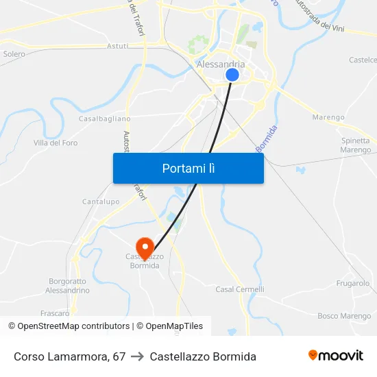 Lamarmora - Oberdan to Castellazzo Bormida map