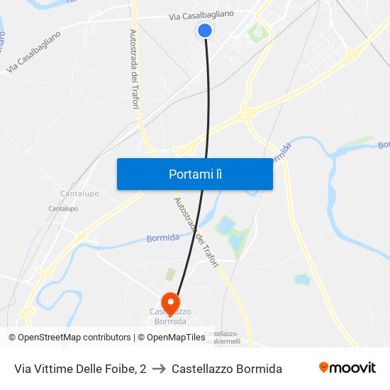 Via Vittime Delle Foibe, 2 to Castellazzo Bormida map