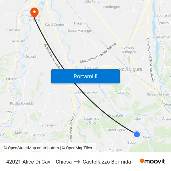42021 Alice Di Gavi - Chiesa to Castellazzo Bormida map
