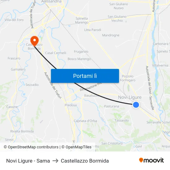 Novi Ligure - Sama to Castellazzo Bormida map