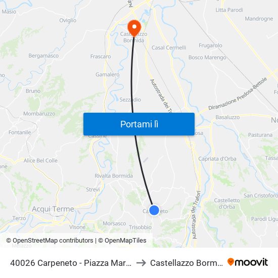 40026 Carpeneto - Piazza Marconi to Castellazzo Bormida map