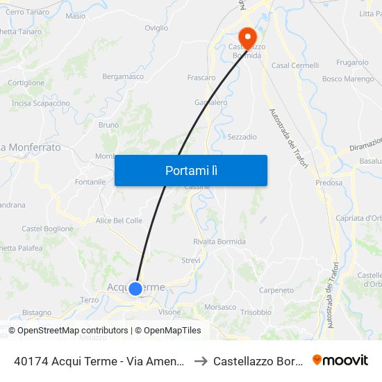 40174 Acqui Terme - Via Amendola 17 to Castellazzo Bormida map