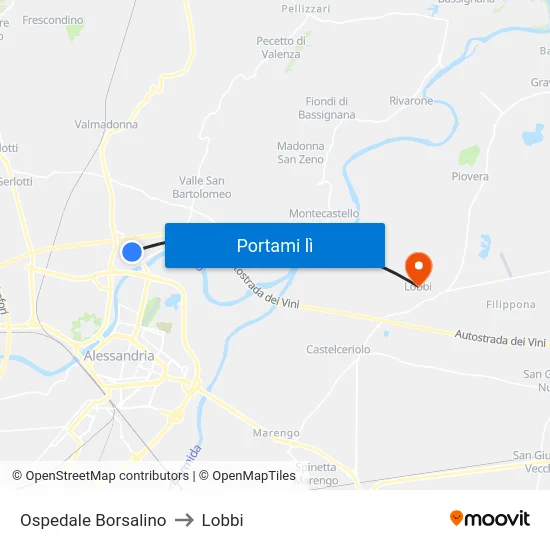 Ospedale Borsalino to Lobbi map