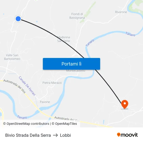 Bivio Strada Della Serra to Lobbi map