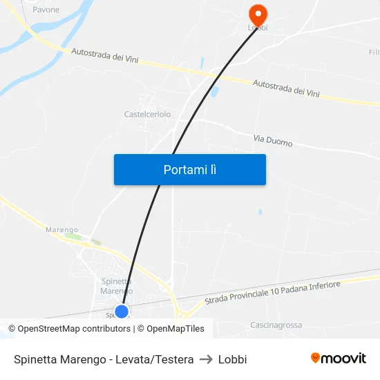 Spinetta Marengo - Levata/Testera to Lobbi map