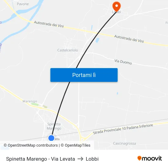 Spinetta Marengo - Via Levata to Lobbi map