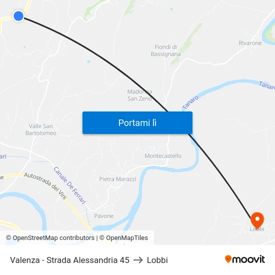 Valenza - Strada Alessandria 45 to Lobbi map