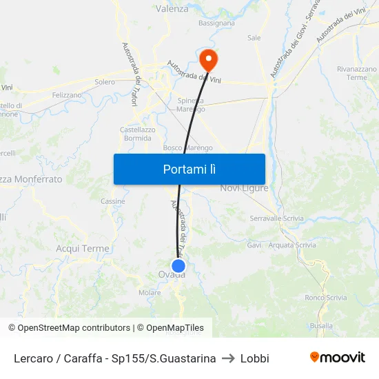 Lercaro / Caraffa - Sp155/S.Guastarina to Lobbi map