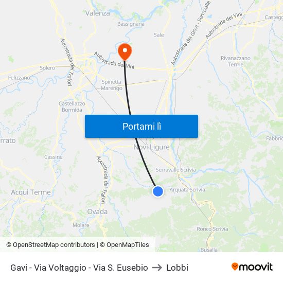 Gavi - Via Voltaggio - Via S. Eusebio to Lobbi map