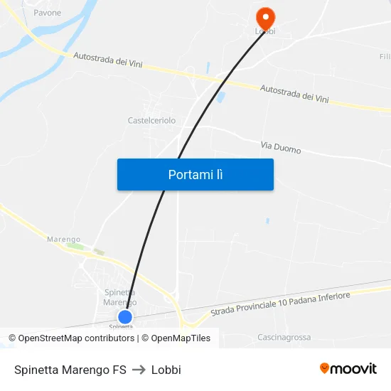 Spinetta Marengo FS to Lobbi map