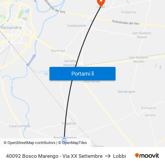 40092 Bosco Marengo - Via XX Settembre to Lobbi map