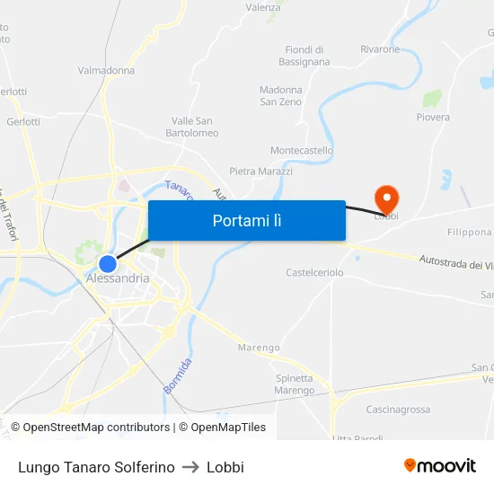 Lungo Tanaro Solferino to Lobbi map