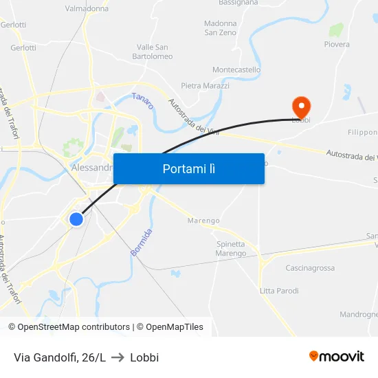 Via Gandolfi, 26/L to Lobbi map