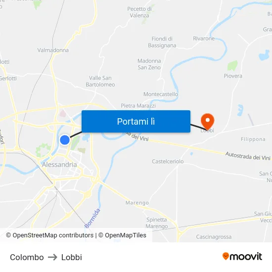 Colombo to Lobbi map