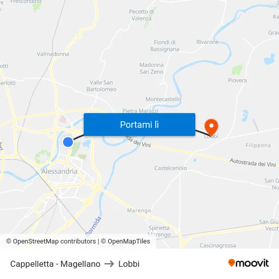 Cappelletta - Magellano to Lobbi map