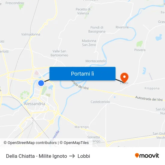 Della Chiatta - Milite Ignoto to Lobbi map