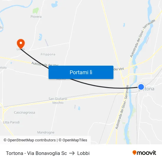 Tortona - Via Bonavoglia Sc to Lobbi map